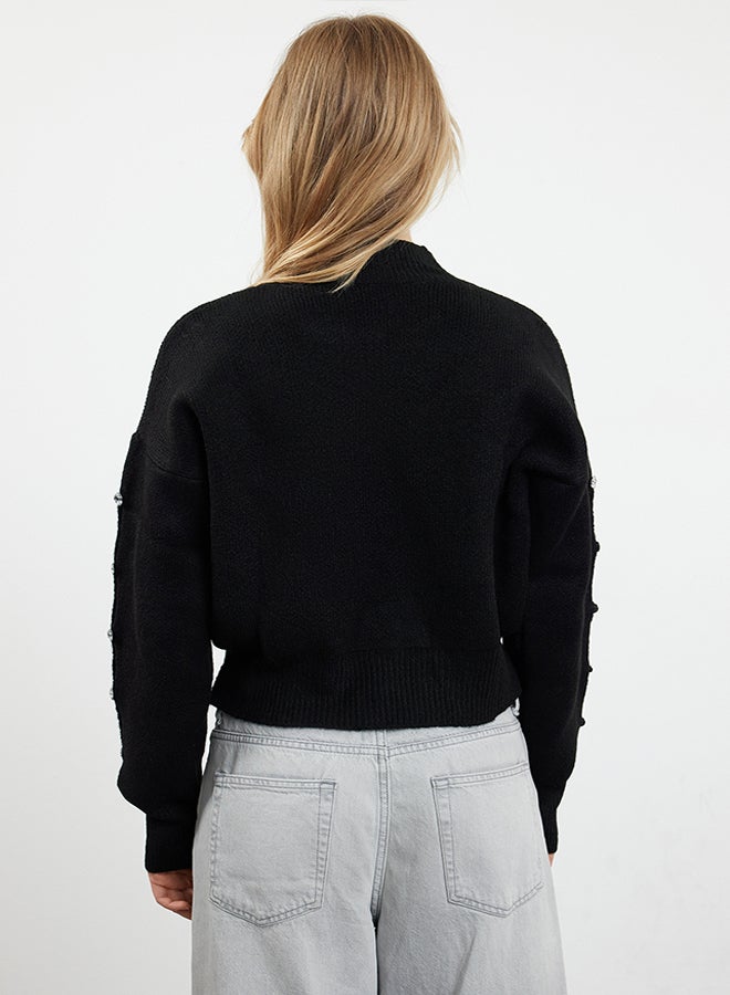 trendyol Black Soft Textured Button Detailed Knitwear Sweater TWOAW24KZ00384 - Image 5