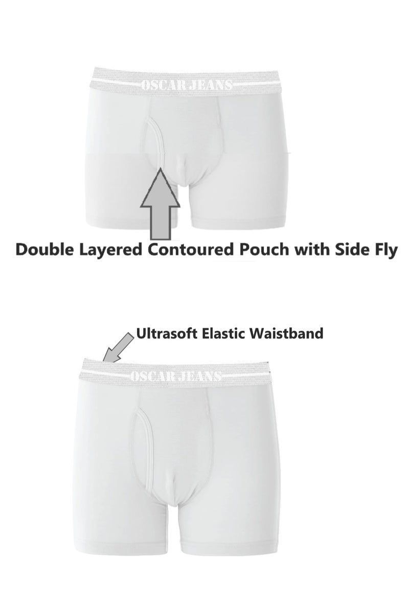 OSCAR JEANS Double-Knit 100% Cotton Mens Boxer Briefs Underwear Organic Ultrasoft Breathable Antibacterial Brightest White 3 Pack  - Image 5