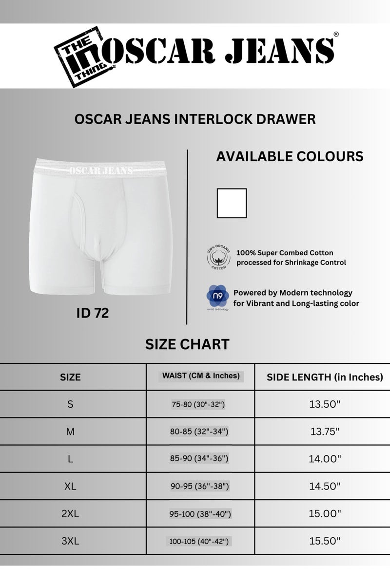 OSCAR JEANS Double-Knit 100% Cotton Mens Boxer Briefs Underwear Organic Ultrasoft Breathable Antibacterial Brightest White 3 Pack  - Image 4