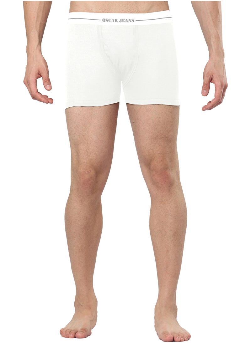 OSCAR JEANS - Double-Knit 100% Cotton Mens Boxer Briefs Underwear Organic Ultrasoft Breathable Antibacterial Brightest White 3 Pack - Image 1