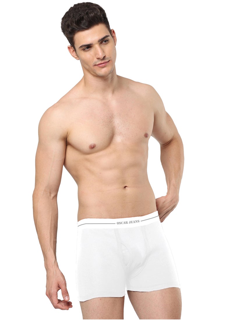 OSCAR JEANS - Double-Knit 100% Cotton Mens Boxer Briefs Underwear Organic Ultrasoft Breathable Antibacterial Brightest White 3 Pack - Image 1