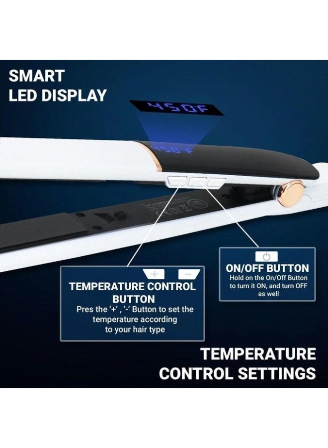 VGR Professional Hair Straightener Ceramic Flat Iron V-515 , Salon Hair Iron with Adjustable Temperature 210°C–450°F, LED Display, Anti-Scald Design, Lockable Switch, 360° Swivel Cord, Frizz Control Styling Tool for Smooth Shiny Hair white - Image 4