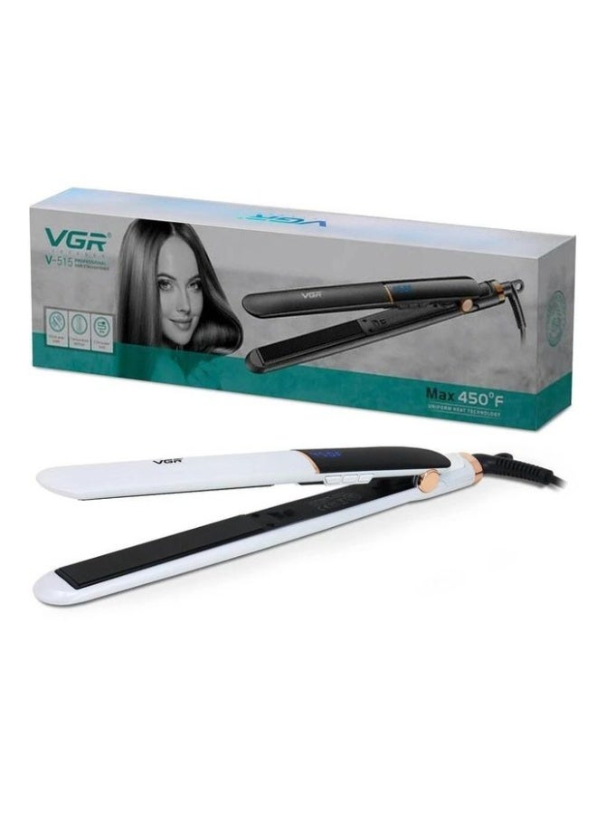 VGR Professional Hair Straightener Ceramic Flat Iron V-515 , Salon Hair Iron with Adjustable Temperature 210°C–450°F, LED Display, Anti-Scald Design, Lockable Switch, 360° Swivel Cord, Frizz Control Styling Tool for Smooth Shiny Hair white - Image 1