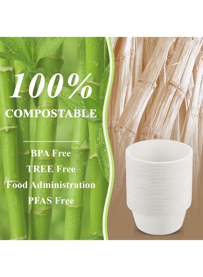 Tessco 100 Pack Large Disposable Salad Bowls 32/40 Oz Deep Heavy Duty Paper Bowls Sugarcane Fiber Compostable Biodegradable Microwave Safe for Hot Cold Soup Ramen Popcorn Pasta(White Color,40 Oz) - Image 3