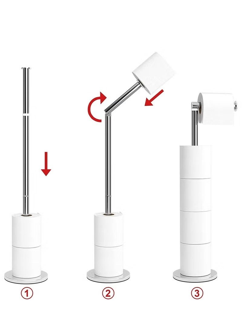 Beauenty Large Capacity Freestanding Stainless Folding Steel Toilet Paper Roll Holder Stand - Image 5