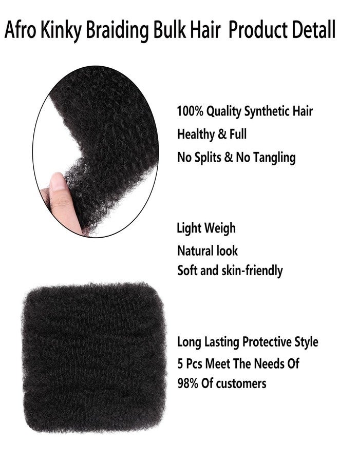 Xtrend 16 Inch 5 Bundles 150g Natural Black Afro Kinky Curly Braiding Bulk Hair For Mini Braiding Twists ，Afro Kinkys Bulk Synthetic Hair For Micro Spring Twist，Dreadlock Extensions Repair Locs Women - Image 3