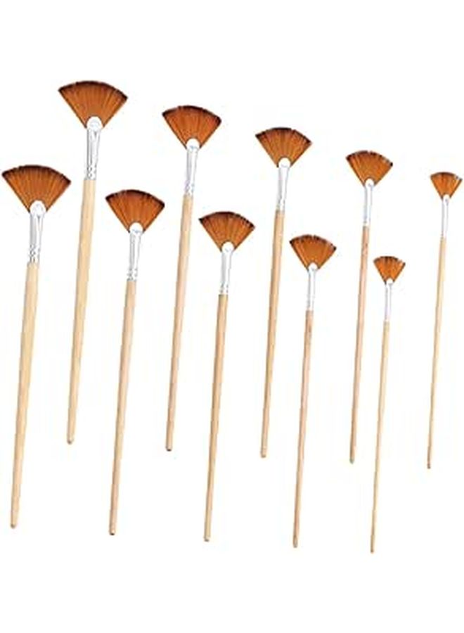 10Pcs Bristle Flat Watercolor Paint Brush Set For Artists Students Teens Multi Surface - Image 1