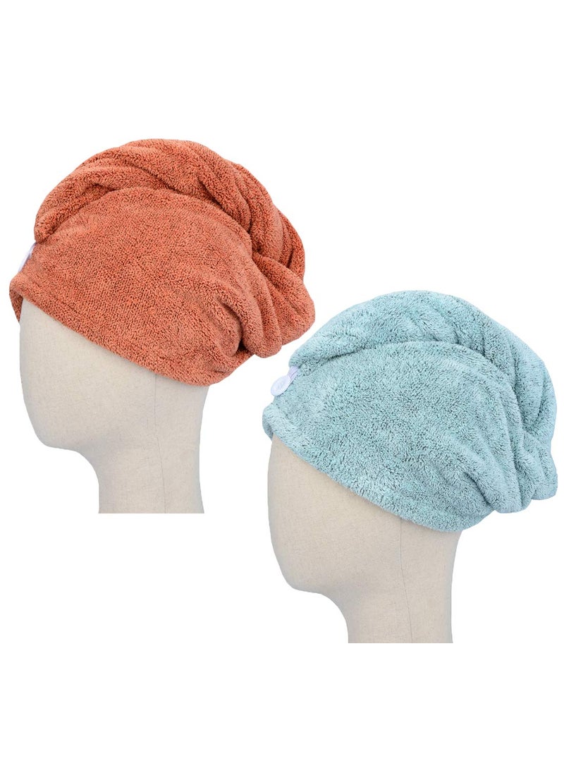 HOPESHINE HOPESHINE Microfiber Hair Drying Towel Turban Twist for Long Hair Magic Instant Dry Hair Towel Wrap Fast Drying Absorbent Cap Great Gift for Women and Girls 2Pack 