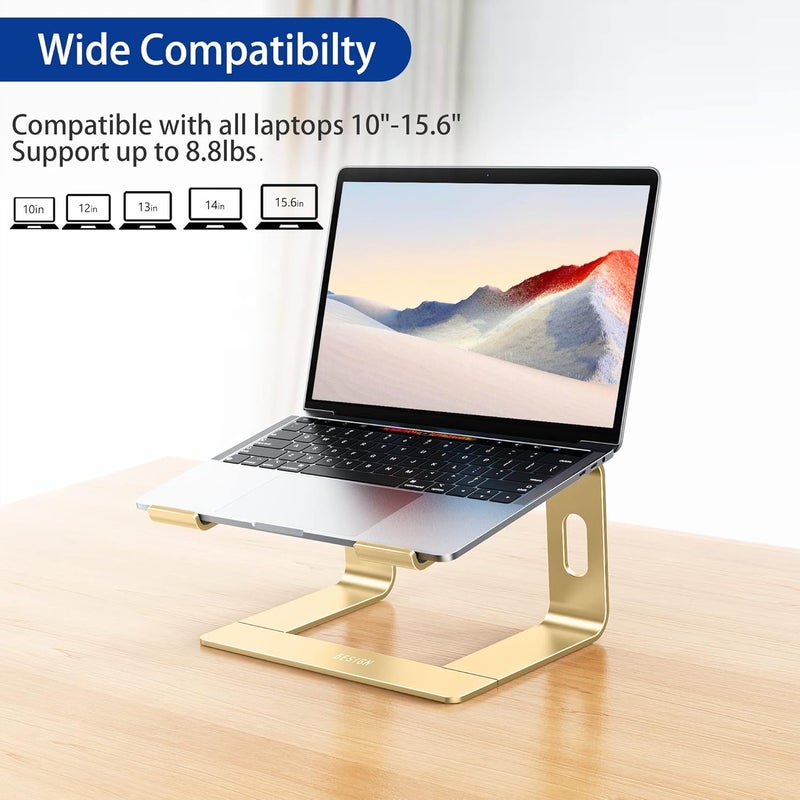 BESIGN LS03 Aluminum Laptop Stand, Ergonomic Detachable Computer Stand, Riser Holder Notebook Stand Compatible with Air, Pro, Dell, HP, Lenovo More 10-15.6" Laptops, Gold - Image 3
