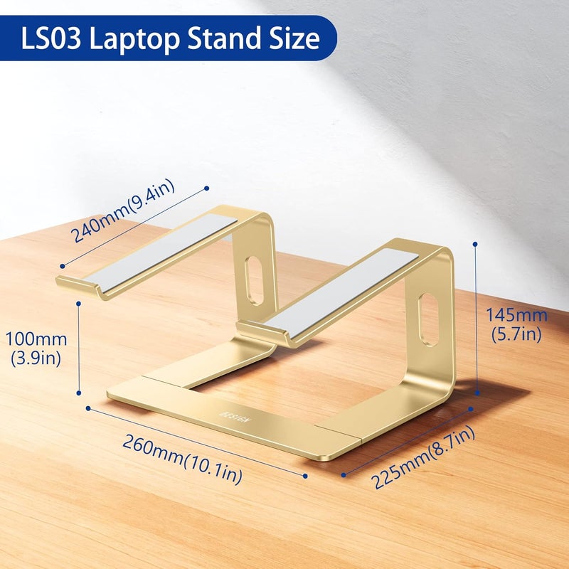 BESIGN LS03 Aluminum Laptop Stand, Ergonomic Detachable Computer Stand, Riser Holder Notebook Stand Compatible with Air, Pro, Dell, HP, Lenovo More 10-15.6" Laptops, Gold - Image 4