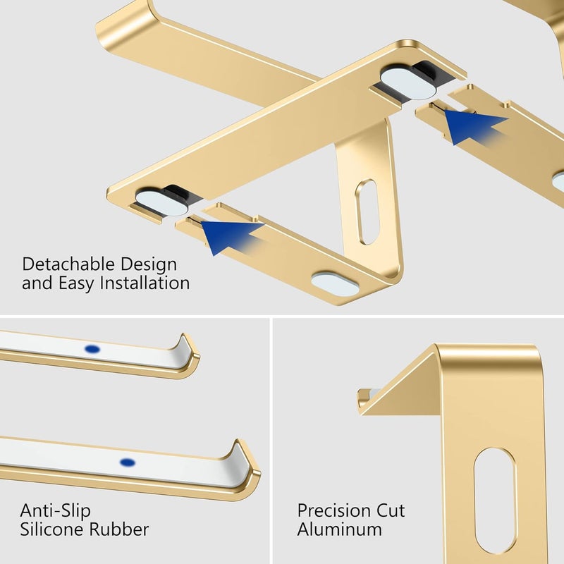 BESIGN LS03 Aluminum Laptop Stand, Ergonomic Detachable Computer Stand, Riser Holder Notebook Stand Compatible with Air, Pro, Dell, HP, Lenovo More 10-15.6" Laptops, Gold - Image 5