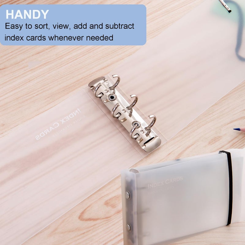 MANWU 3Ã—5â€ index card Binder organizer with Plastic pocket Sleeves, small organized folder for recipes Flashcards,portable notecards case holder (2pcs Clear) - Image 3