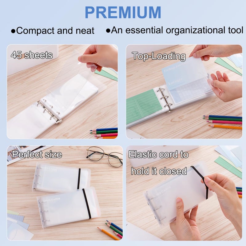 MANWU 3Ã—5â€ index card Binder organizer with Plastic pocket Sleeves, small organized folder for recipes Flashcards,portable notecards case holder (2pcs Clear) - Image 5