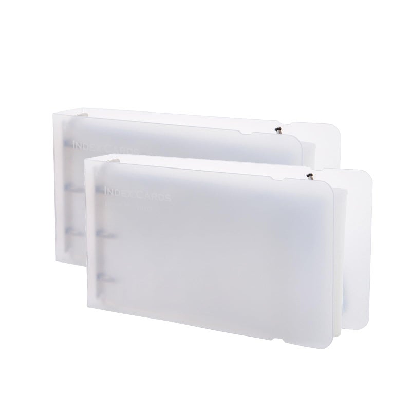 MANWU 3Ã—5â€ index card Binder organizer with Plastic pocket Sleeves, small organized folder for recipes Flashcards,portable notecards case holder (2pcs Clear) - Image 1