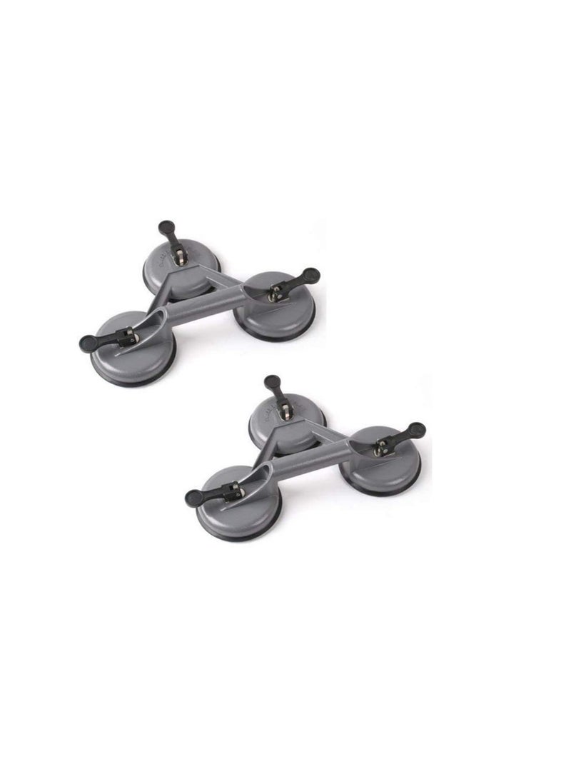 Heavy Duty Suction Cup Aluminium Glass Lifter Sucker Pad Carrying Grabbing Tile Puller Gripper for Lifting and Moving Glass, Floor, Window, Tile, Granite  Doors (Pack of 2, Three Pad) - Image 1