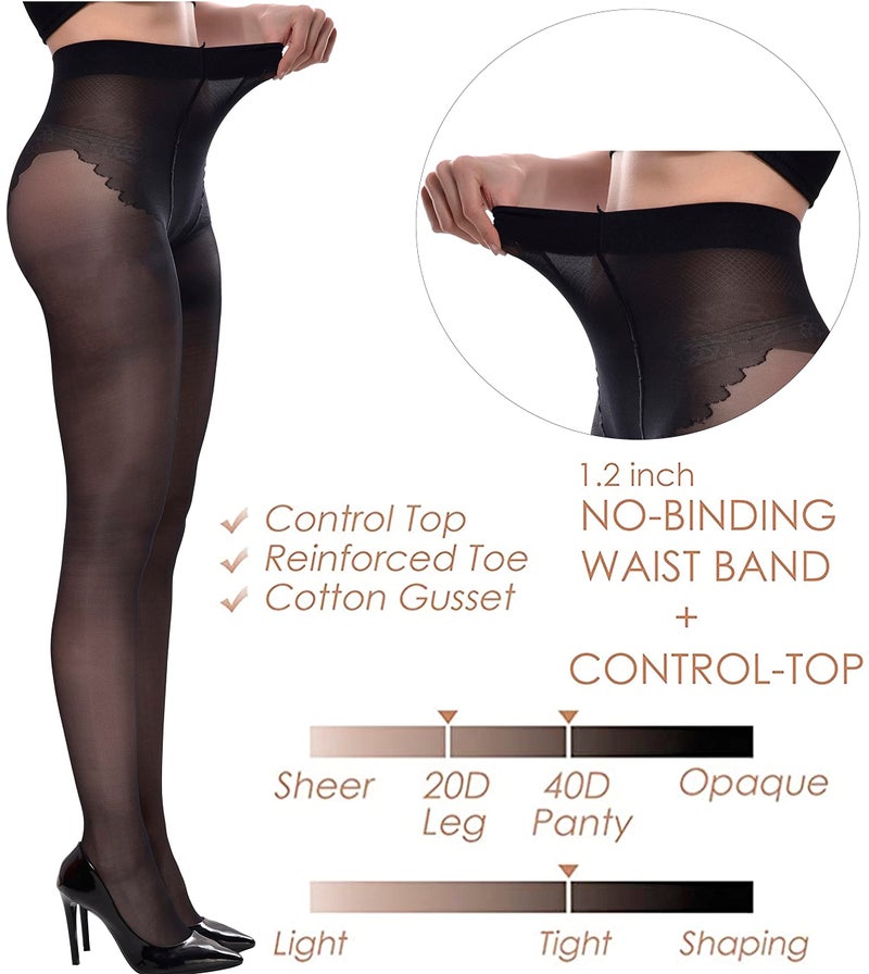 Xs and Os Women Pantyhose High Waist Stockings Tights (Free Size, Black) - Image 4