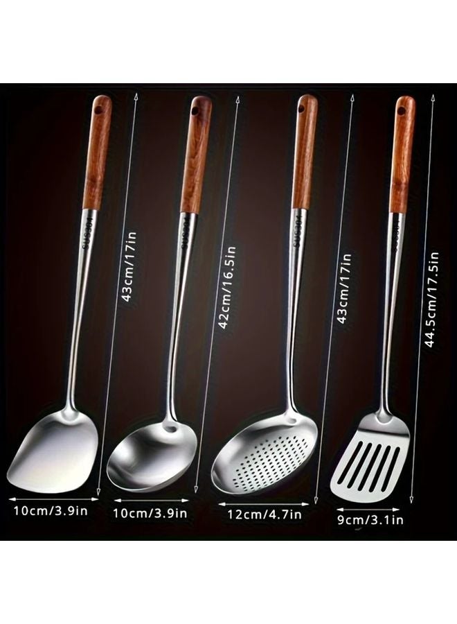 4pcs Stainless Steel Kitchen Utensils Set Heat Resistant Cooking And Serving Spoons - Image 3
