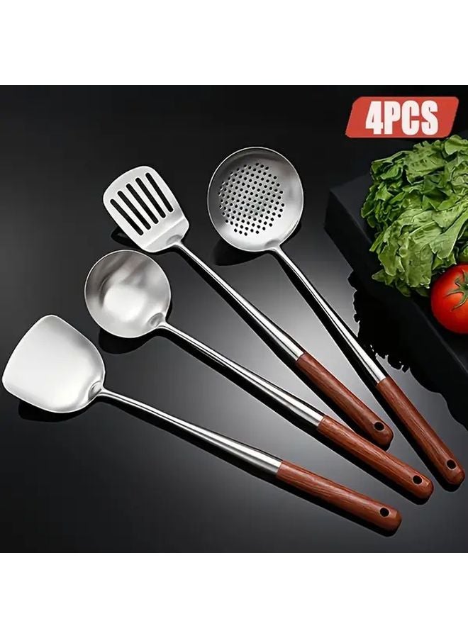 4pcs Stainless Steel Kitchen Utensils Set Heat Resistant Cooking And Serving Spoons - Image 4
