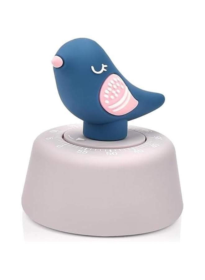 HOOKOR Cute Bird Timer for Kids, Mechanical Kitchen Timer, Wind Up 60 Minutes Manual Countdown Timer for Classroom, Home, Study and Cooking (Blue Bird) - Image 1