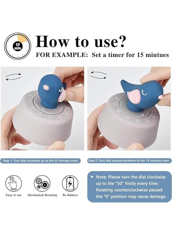 HOOKOR Cute Bird Timer for Kids, Mechanical Kitchen Timer, Wind Up 60 Minutes Manual Countdown Timer for Classroom, Home, Study and Cooking (Blue Bird) - Image 5
