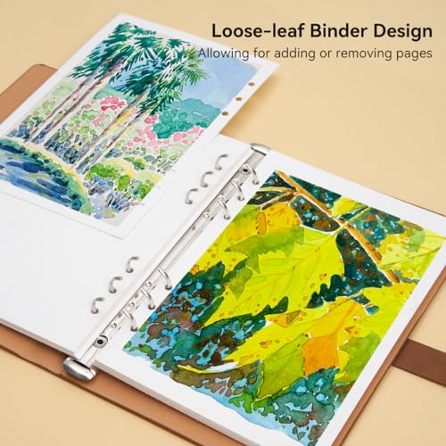 Lightwish Watercolor Sketchbook,100% Cotton Acid Free Watercolor Journal,300gsm/140lb Cold Press Watercolor Paper for Artists,Adults,Students,20 Sheets,9.25 * 6.3 Inches - Image 5
