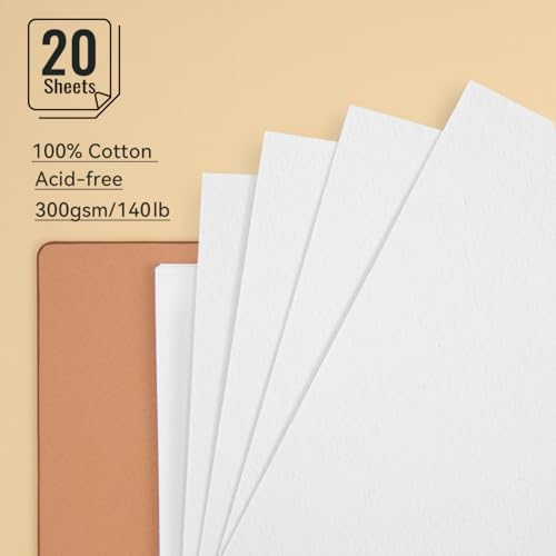 Lightwish Watercolor Sketchbook,100% Cotton Acid Free Watercolor Journal,300gsm/140lb Cold Press Watercolor Paper for Artists,Adults,Students,20 Sheets,9.25 * 6.3 Inches - Image 3