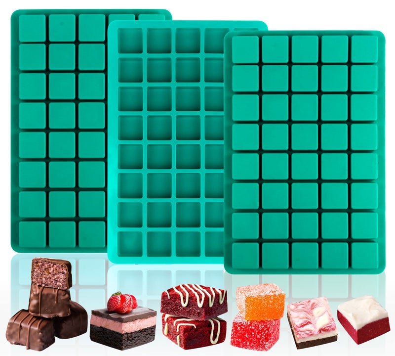 Sidosir 3Pcs Square Caramel Candy Mold Silicone 40Cavity Gummy Silicone Molds for Fat Bombs Chocolate Truffles Mold for Hard Candy Ice Cube