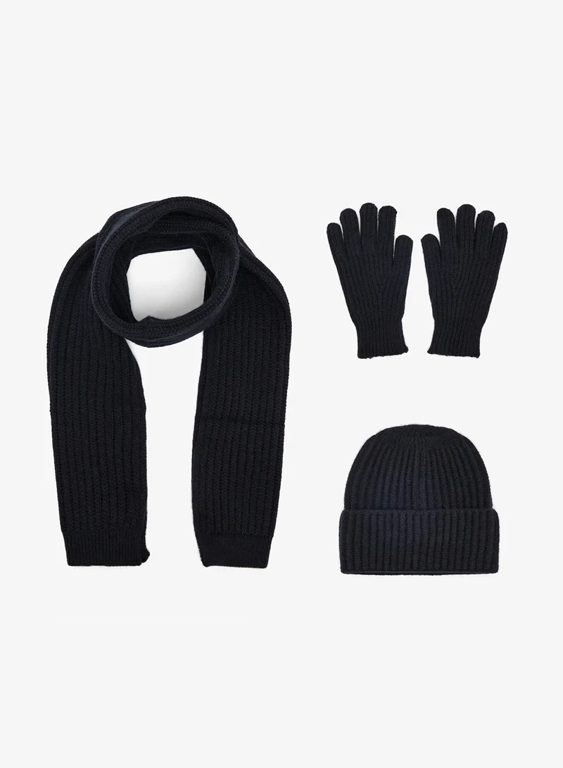 جينجر طقم قبعة، وشاح، وقفازات منسوجة بثلاث قطع