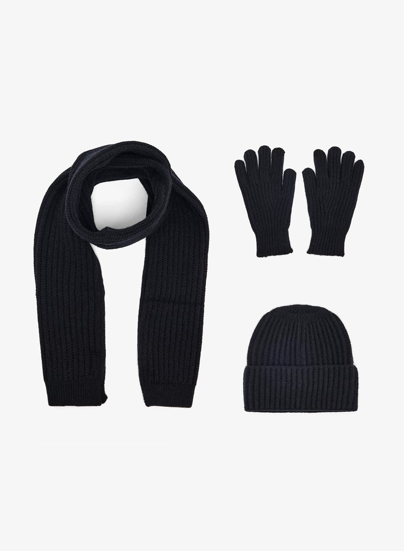 جينجر طقم قبعة، وشاح، وقفازات منسوجة بثلاث قطع - Image 1