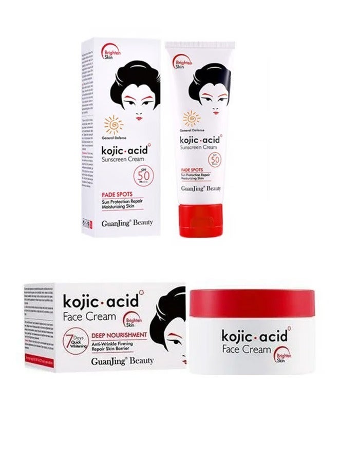 KOJIC ACID Kojic Acid Face Cream 50 g And Sunscreen Cream 50 SPF 80 g 