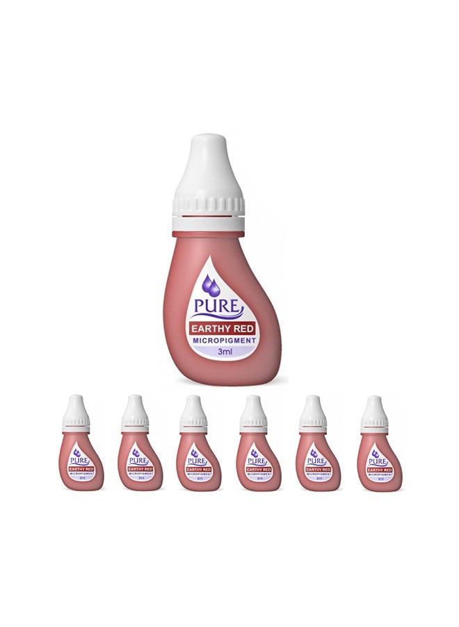 PURE صبغة سPMU شبه دائمة من الدرجة الطبية - حبر سPMU - صبغة شفاه بدون خلط لتظليل الضربة باللون الأحمر الترابي 3 مل × 6 زجاجات - Image 1