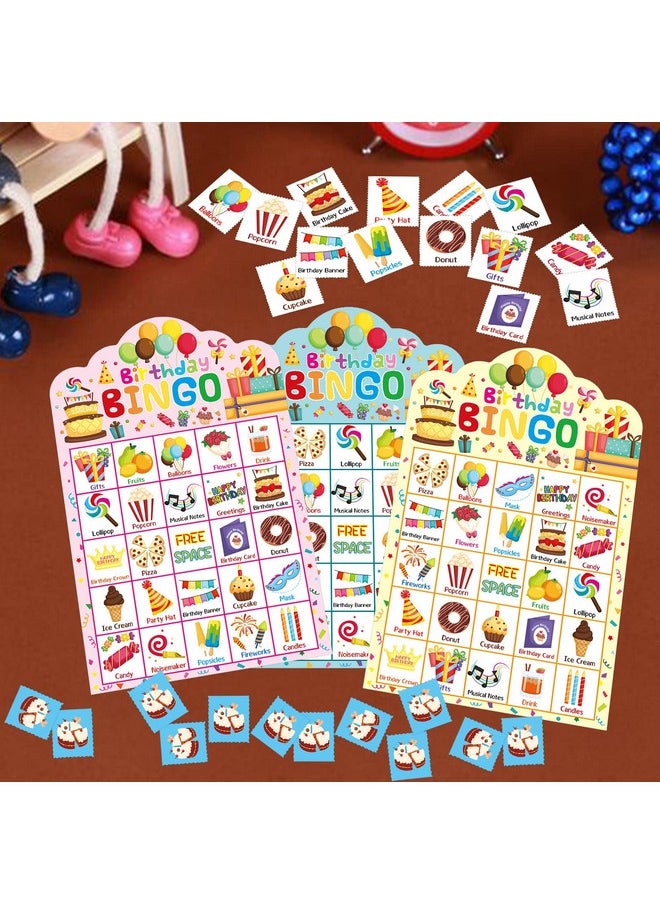 Fancy Land - Birthday Bingo Game 24 Players For Kids Diecut Bingo Cards Party Game School Classroom Activities Supplies - Image 1