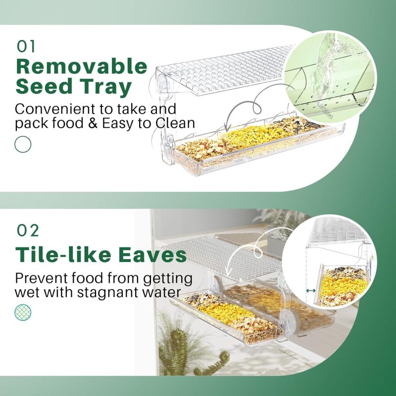 Transparent Window Bird Feeder - Suction Cup Mounted for Outdoor Bird Watching, Garden Wildlife Viewing - Image 4
