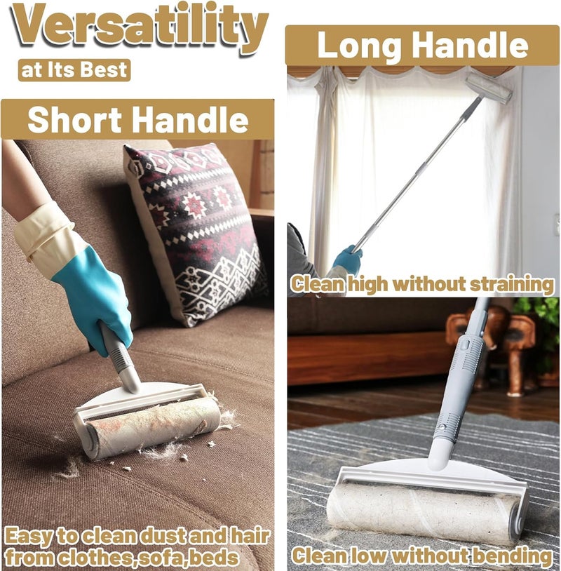 DrDirt 2-in-1 Lint Roller with Long Handle | 7.4-Inch Wide Sticky Roller with 50 Sheets per Roll | Easily Removes Dog & Pet Hair | Ideal for Floor, Carpets, Furniture, Cars & Clothing - Image 2