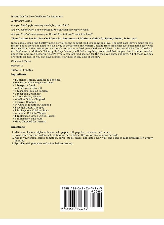 Instant Pot for Two Cookbook for Beginners: A Mother's Guide  - Image 2