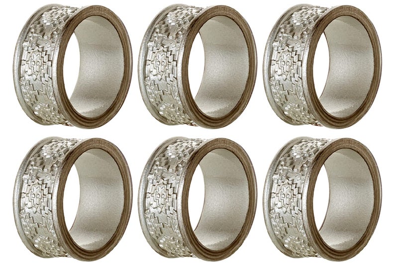 Creative Scents Dublin Napkin Rings Set of 6 - Elegant Dining Table Decor Napkin Holder Rings - Table Setting Decorations for Thanksgiving  Fall  Holiday Dinner (Gray)