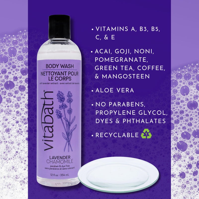 Vitabath Lavender & Chamomile Body Wash Moisturizing Bath & Shower Cleanser & Skincare Radiant Detox & Restore Nourishing Body Polish - Cruelty-Free, Paraben-Free - 12 oz - Image 3