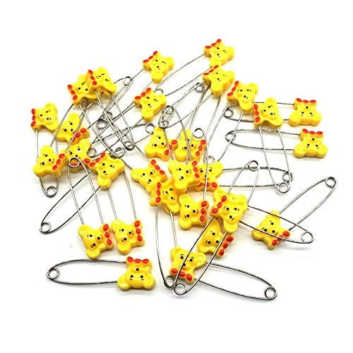 GTONEE Cute Animal Bear Baby Safety Pins Secure Clips for Fastening Baby Clothes Diaper Napkins Stainless Steel Size L 53CM 30PCS - Image 1