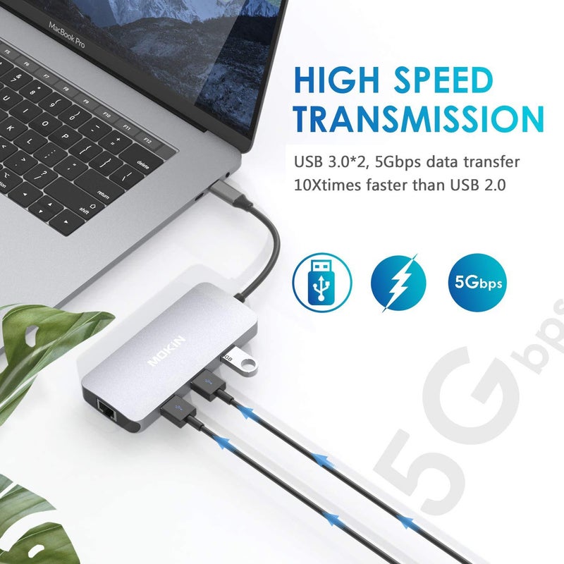 Mokin USB C Adapters for MacBook Pro/Air,Mac Dongle with 3 USB Port,USB C to HDMI, USB C to RJ45 Ethernet,MOKiN 9 in 1 USB C to HDMI Adapter,100W Pd Charging, USB C to SD/TF Card Reader USB C Hub - Image 4