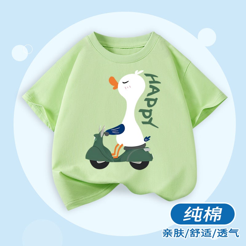 Boys Short-Sleeved T-Shirt New Cartoon Printed Children'S Loose Summer Cotton Breathable Top Boys Casual Children'S Wear - Image 1
