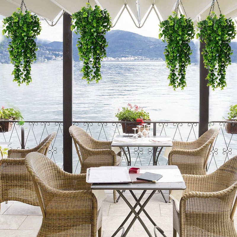 Toprooms Hanging Fake Plants,4 Pcs Faux Eucalyptus Leaf Greenery Vine Plant Faux Plants Fake Ivy Room Decor Home Garden Wedding Party Indoor Outdoor Decorations (Fake Vines) - Image 4