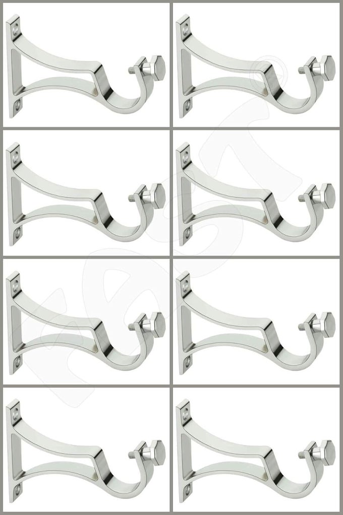 AS04 ALUMINIUM CURTAIN ROD BRACKET SUPPORT CLAMP CURTAIN ACCESSORIES CHROME PLATED 8PCS