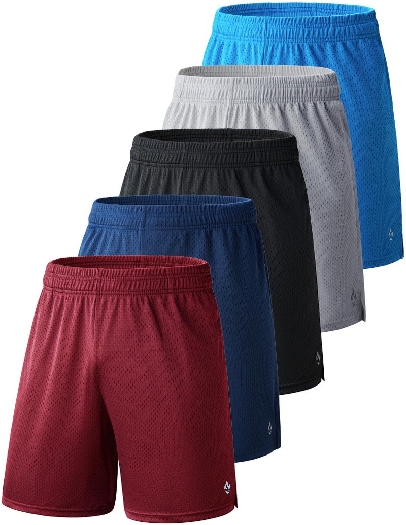 Liberty Pro 5 Pack Boys Athletic Shorts Mesh Basketball Youth Apparel Kids Sports Active Gear with Pockets (Set 1, X-Large) - Image 1