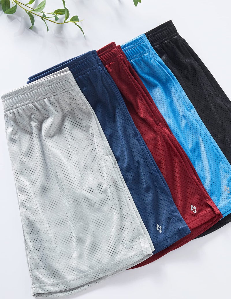 Liberty Pro 5 Pack Boys Athletic Shorts Mesh Basketball Youth Apparel Kids Sports Active Gear with Pockets (Set 1, X-Large) - Image 4