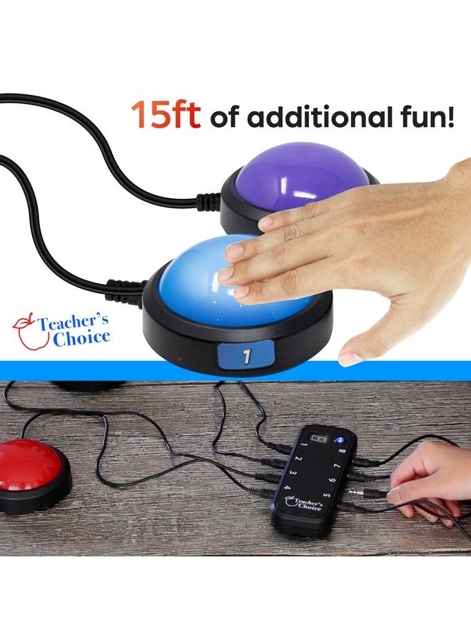 Teacher's Choice Light Up Game Buzzer System, 15 Ft Extension Cables for Game Buzzer System 4-Pack - Image 2