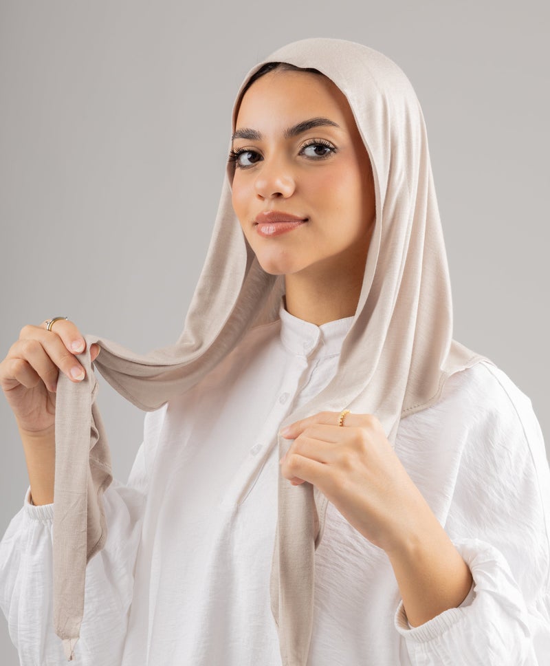 طرحة ناعمة من القطن والليكرا - لون بشرة