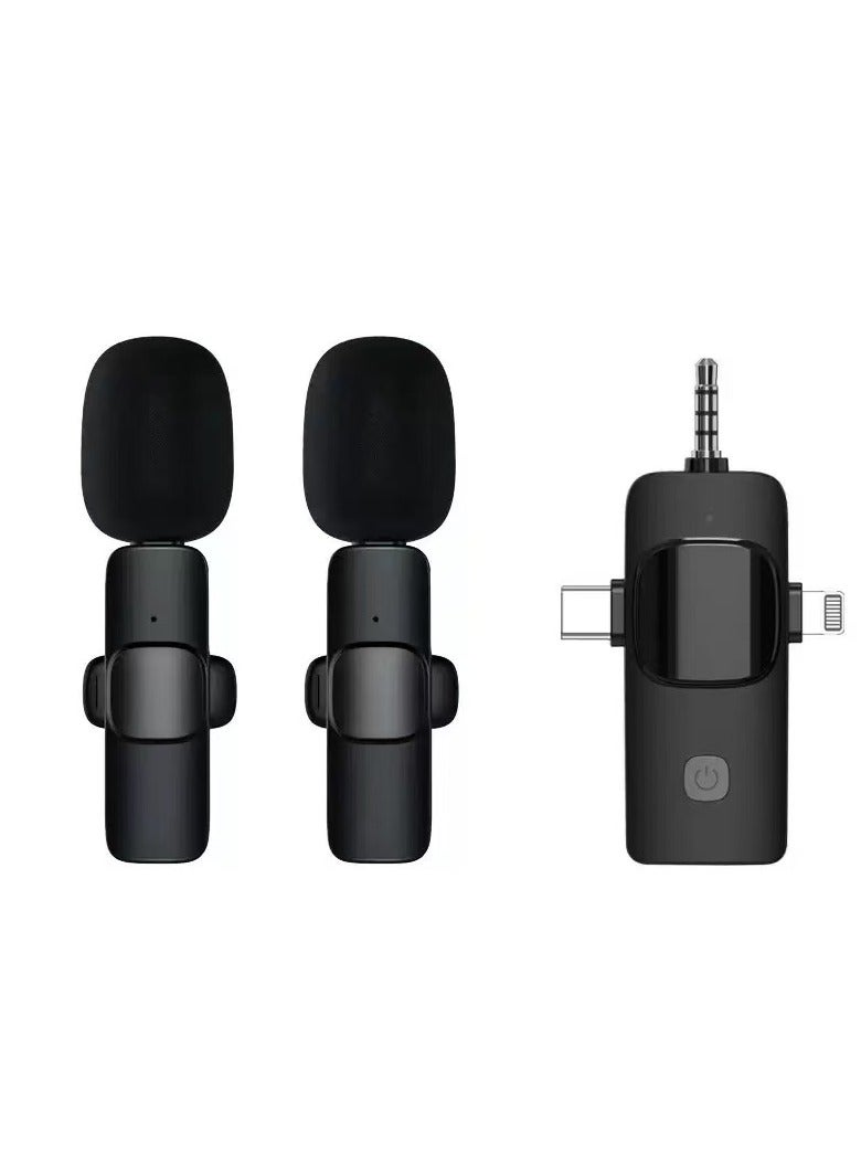 3 in 1 Wireless Lavalier Microphones for iPhone, iPad, Android, Camera, USB-C Microphone, 7-Hour Battery, Mini Microphone with Noise Reduction for Video Recording, Vlog, YouTube, TikTok  - Image 1