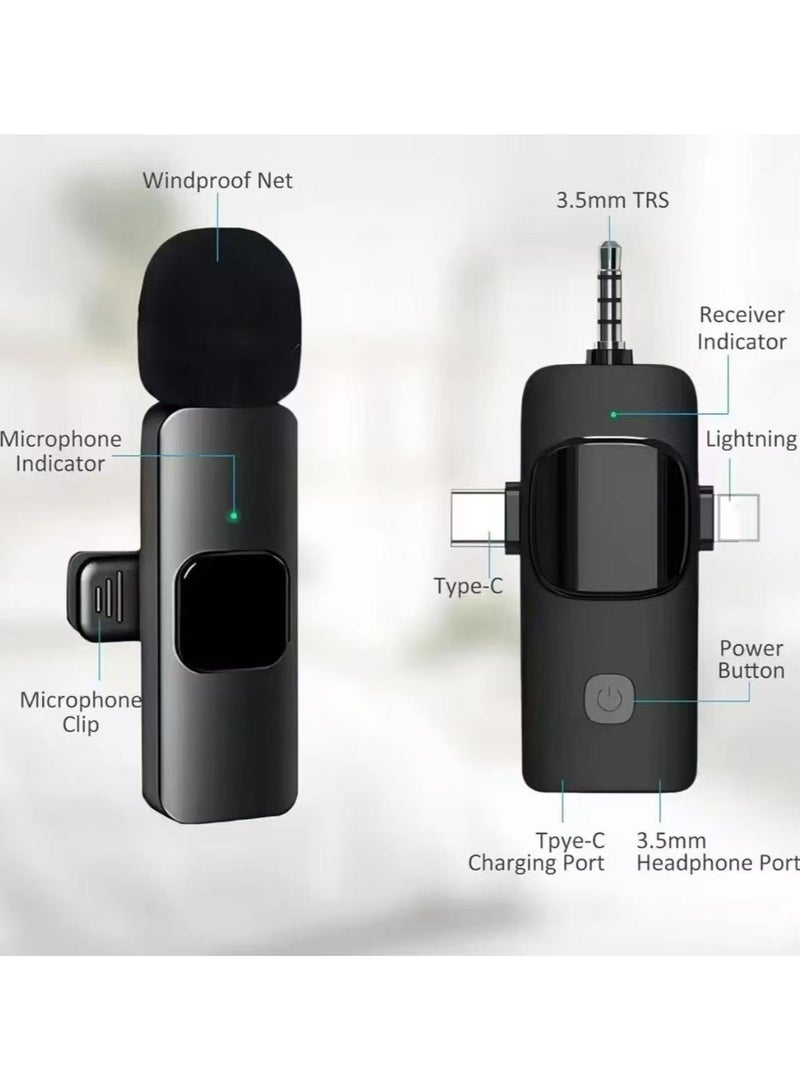 3 in 1 Wireless Lavalier Microphones for iPhone, iPad, Android, Camera, USB-C Microphone, 7-Hour Battery, Mini Microphone with Noise Reduction for Video Recording, Vlog, YouTube, TikTok  - Image 2