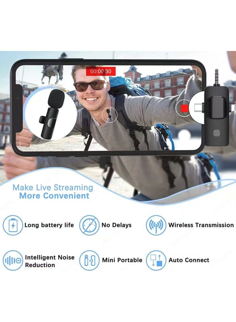 3 in 1 Wireless Lavalier Microphones for iPhone, iPad, Android, Camera, USB-C Microphone, 7-Hour Battery, Mini Microphone with Noise Reduction for Video Recording, Vlog, YouTube, TikTok  - Image 5