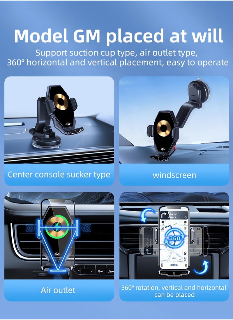 SYOSI - Wireless Car Charger, 15W Fast Charging Automatic Coil Alignment Car Charger Phone Mount Phone Holder, Car Vent Dashboard Mobile Phone Holder for iPhone 15-11 Pro Max for Samsung Galaxy S23 etc - Image 1